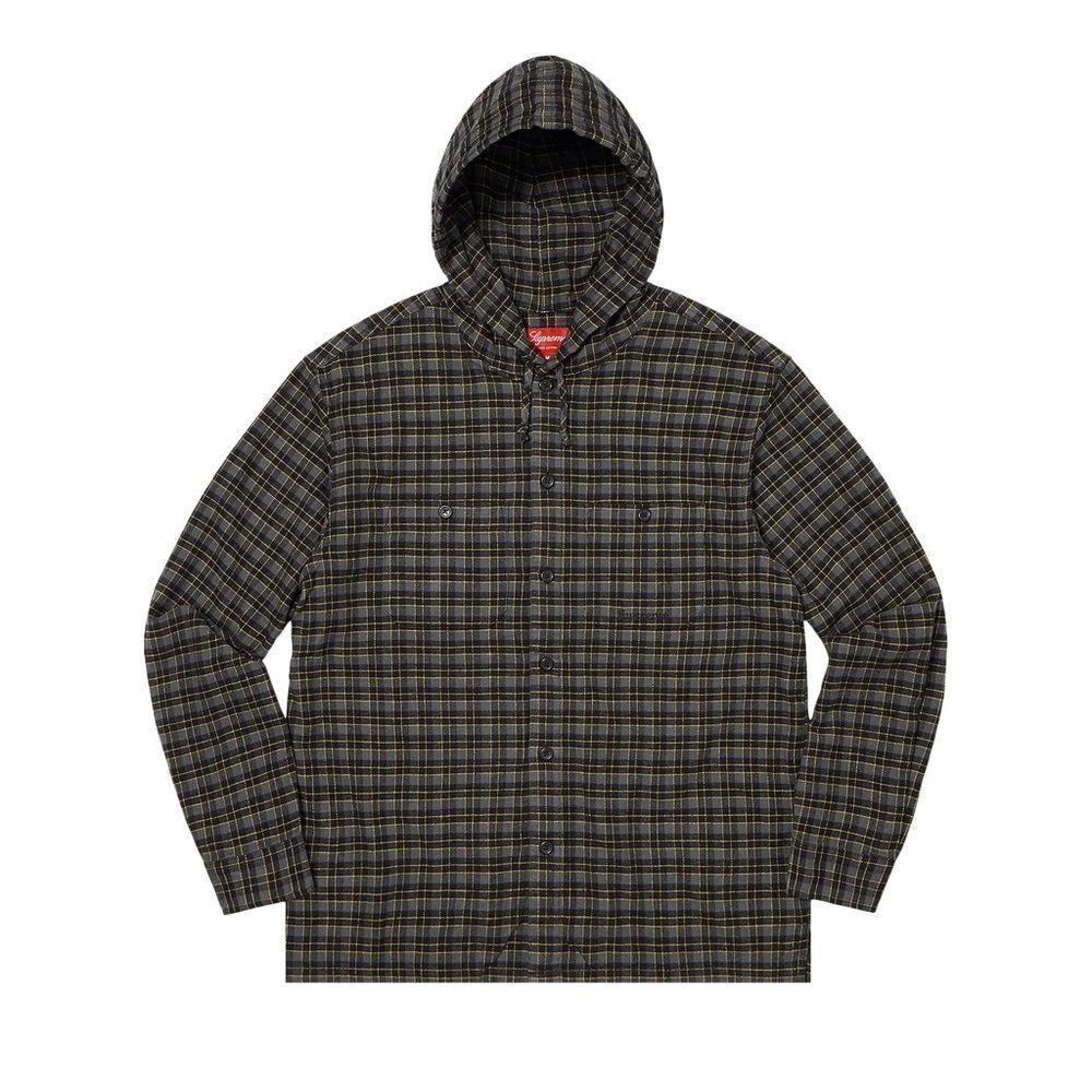 Supreme Hooded Flannel Mini Plaid Shirt Jacket "Black"